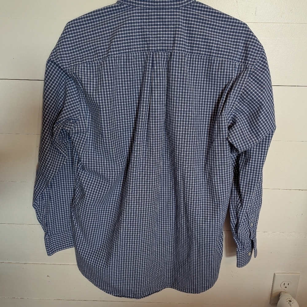 Tommy Hilfiger Navy Checkered Button Down Shirt Men's Long Sleeve Size 15 - Picture 2 of 4